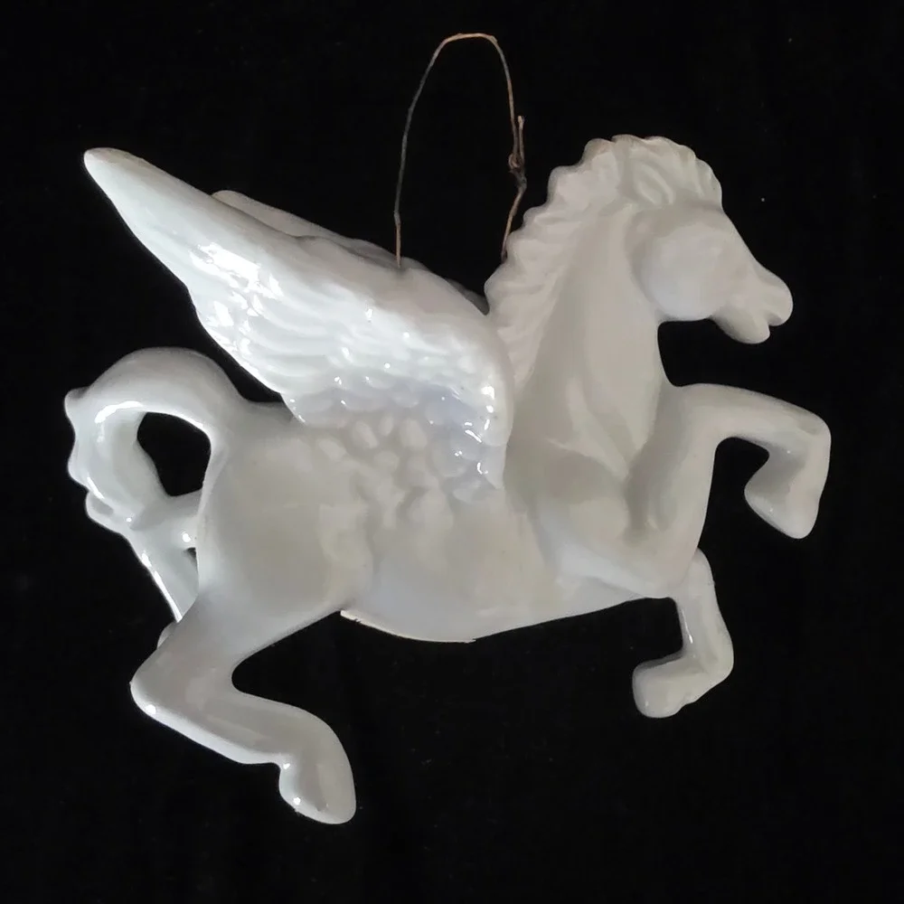 VTG Fitz & Floyd Japan White Porcelain Pegasus Winged Horse Ornament Figurine